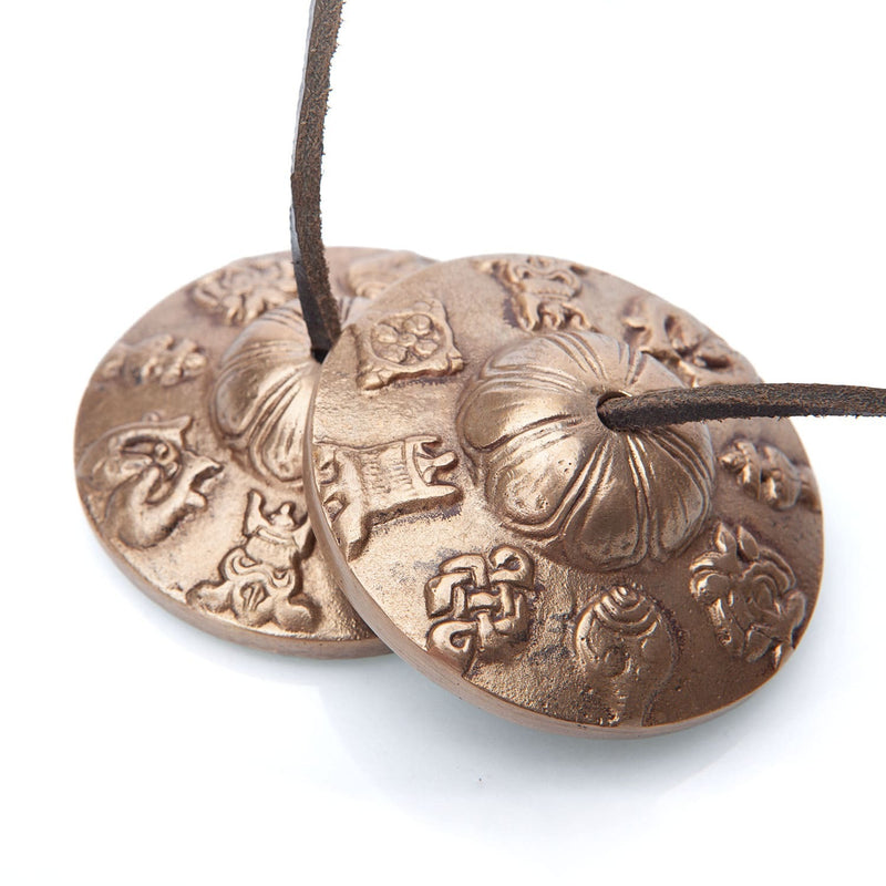 Tibetanske bækkener med ornamenter, 7,5 cm