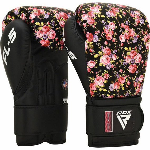 FL5 Floral Boxing Gloves, Black