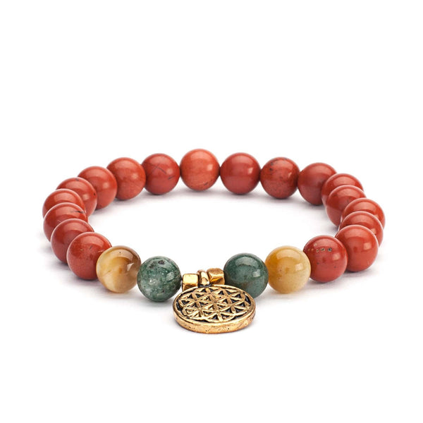 Mala armbånd - Red Jasper, Moss Agate & Tiger Eye