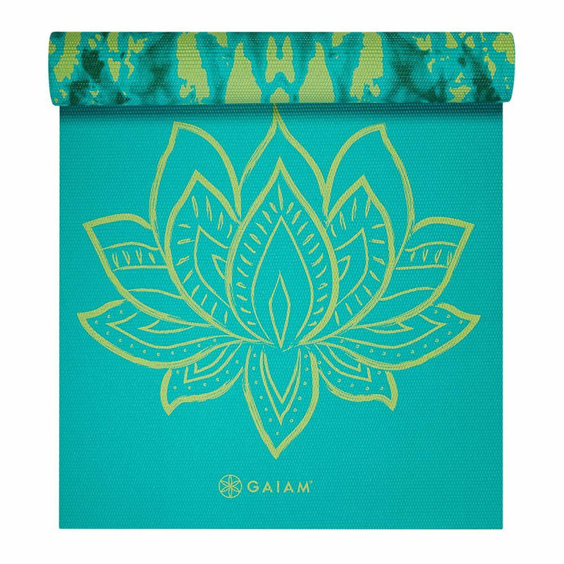 Turkis Lotus Vendbar Yogamåtte, 6 mm